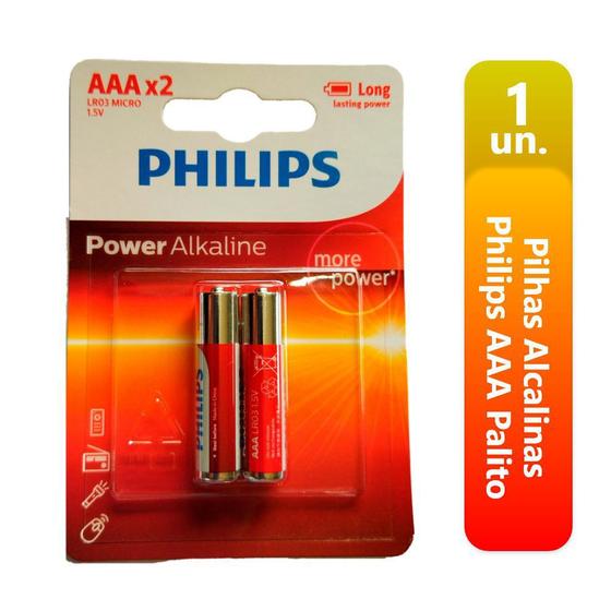 Pilhas Alcalinas Philips AAA Palito Cartela Com 2 Unidades Menor preço em Pilhas Alcalinas Philips AAA Palito Cartela Com 2 Unidades