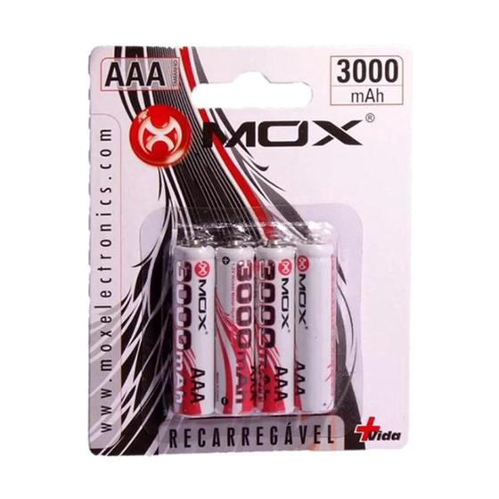 Imagem de Pilhas Mox Recarregaveis AAA c/4 3000 Mah