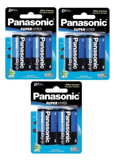 Imagem de Pilhas Panasonic D - Kit 6 Unidades - Rádio/Brinquedos