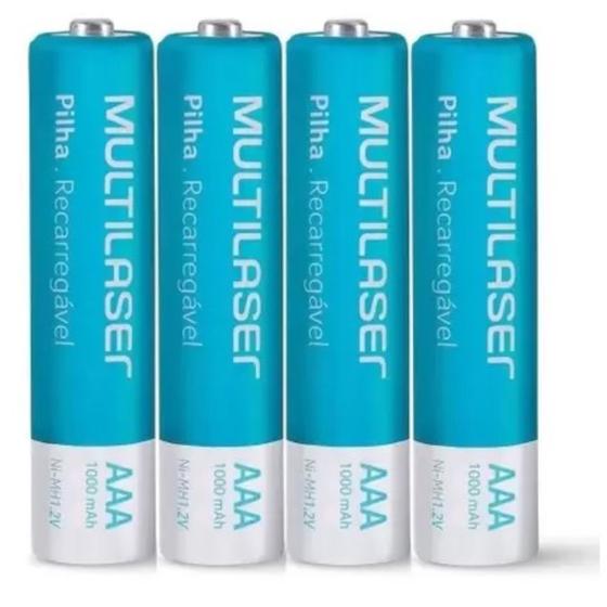 Imagem de Pilhas Recarregáveis 3 AAA 1000Mah Com 4 Unidades Multilaser CB050