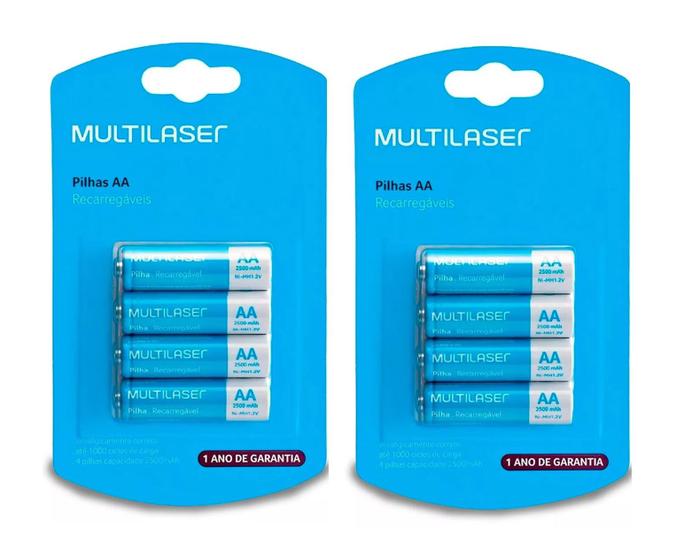 Imagem de Pilhas Recarregaveis AA 8 Unidades 2500 Mah 1.2V