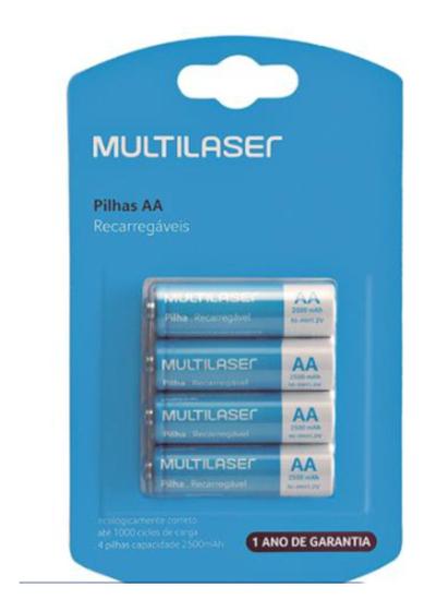 Imagem de Pilhas Recarregáveis Aa Multilaser 2500mah Com 4 Unidades