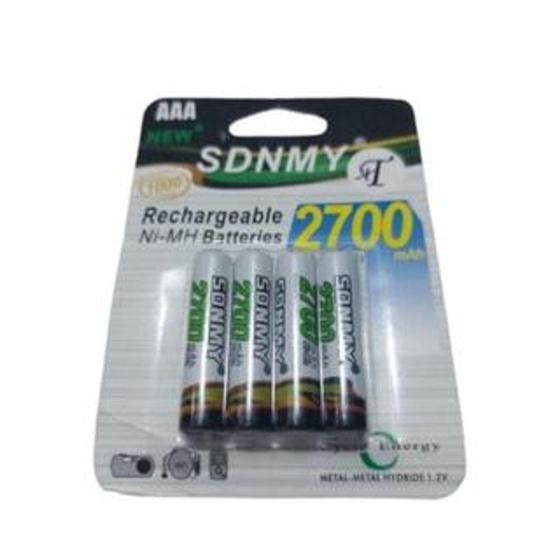 Imagem de Pilhas recarregáveis AAA 2700 Mah no blister - Sdnmy