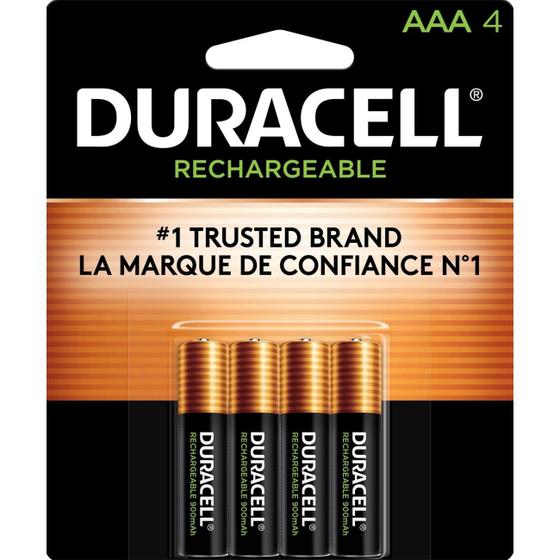 Imagem de Pilhas recarregáveis Duracell AAA, pacote com 4