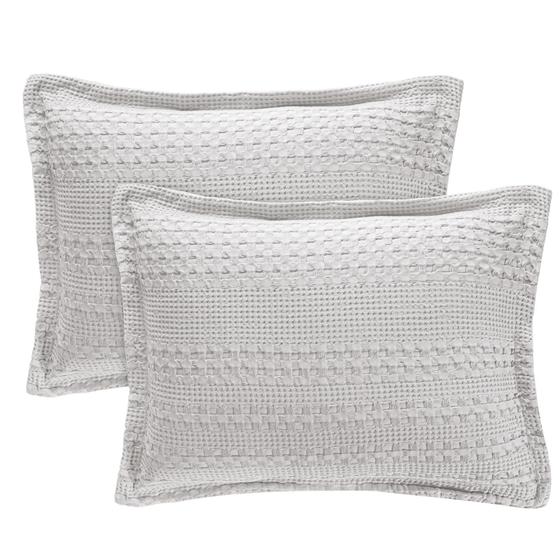 Imagem de Pillow Shams PHF Ruffle Waffle 100% algodão, pacote padrão com 2 unidades