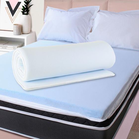 Pillow Top Casal 4cm de Espuma Viscoelástica Gel Sense Macio 138x188cm Nasa - BF Colchões Menor preço em Pillow Top Casal 4cm de Espuma Viscoelástica Gel Sense Macio 138x188cm Nasa - BF Colchões