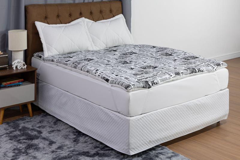 Imagem de Pillow Top Casal King Size 5 Peças Com Travesseiros e Fronha 100% Algodão Premium