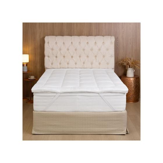 Imagem de Pillow Top Casal Padrão Protetor Colchão Box Acolchoado Colchonete Toque Macio 200 Fios