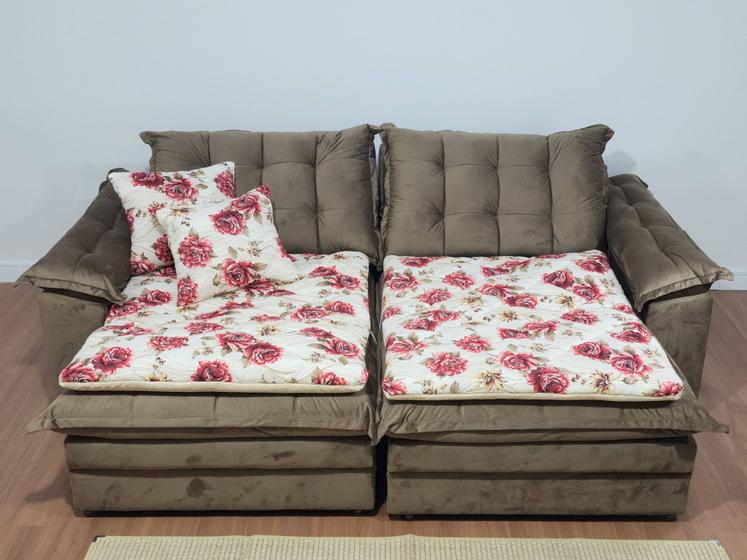 Imagem de Pillow top protetor impermeável para assento do sofá de 2 metros com 2 almofadas cheias