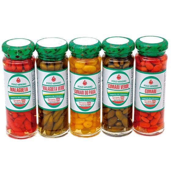 Imagem de Pimenta - Kit Com 5 Conservas De Pimenta Fogo Mineiro 200g