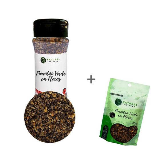 Imagem de Pimentão Verde Em Flocos Kit Pote Com Dosador + Refil 40G