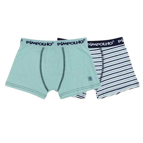 Imagem de Pimpolho Kit Cueca Boxer Com 2 Unidades Listrada e Lisa