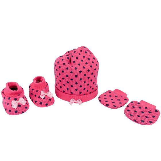 Imagem de Pimpolho Kit Gorro Luva Sapato Recem Nascido Pink