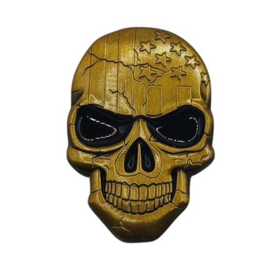 Imagem de Pin Broche Botton Caveira Skull Crânio Motoclube Rock Metal