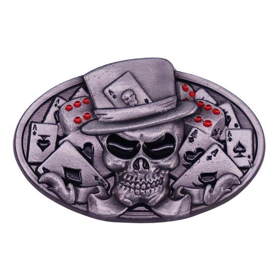 Imagem de Pin Broche Botton Crânio Cartola Casino Moto Rock Metal