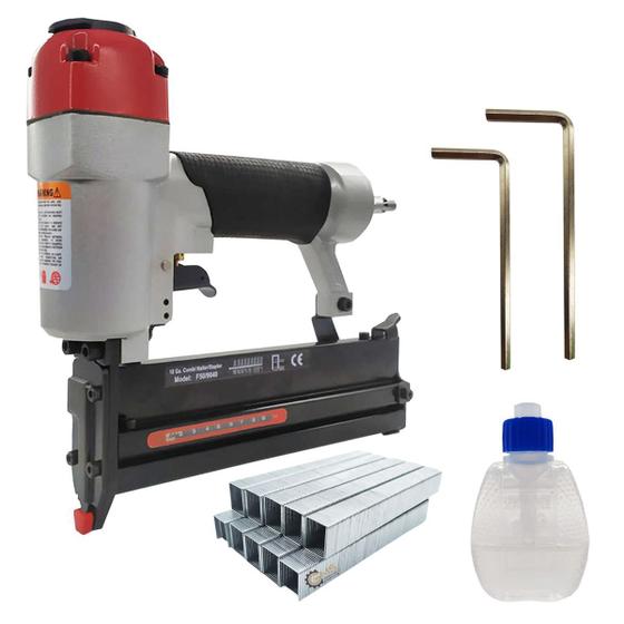 Pinador e grampeador pneumatico 2 em 1 f50/9040 com 500 grampo 90/25 Menor preço em Pinador e grampeador pneumatico 2 em 1 f50/9040 com 500 grampo 90/25