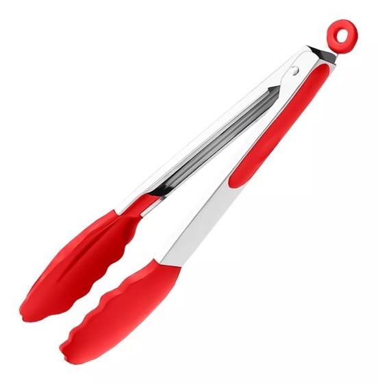 Imagem de Pinça Pegador Culinario Silicone - Multiuso Inox Fritura - Long Pegador Pinca 29cm - PANAMI