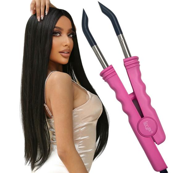 Imagem de Pinça Reta Aplicação Queratina Mega Hair Bivolt Pink