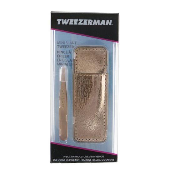 Imagem de Pinça Tweezerman Mini Slant com estojo em ouro rosa