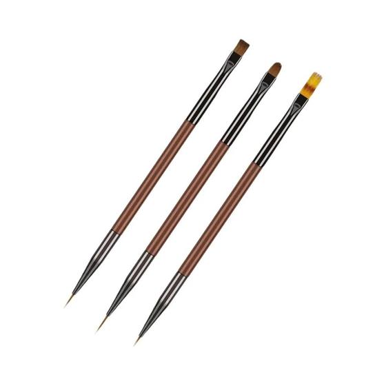 Imagem de Pincéis de Manicure Ultrafinos com Gel Gradiente - Kit com 3 Peças para Design de Unhas