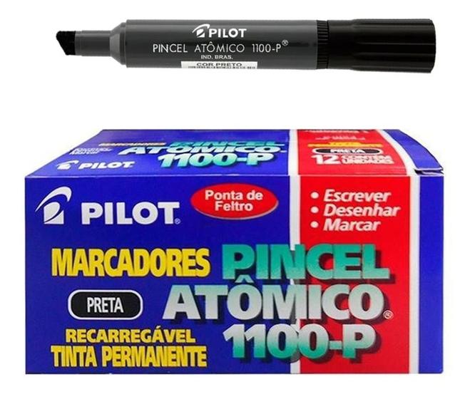 Imagem de Pincel Atômico Permanente Canetão Pilot Preto Kit 12