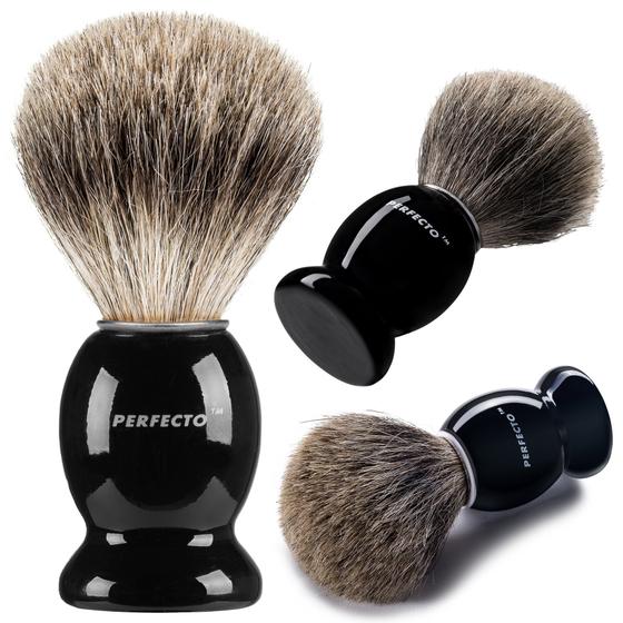 Imagem de Pincel de Barbear Perfecto - 100% Pêlo de Texugo Puro com Cabo Preto