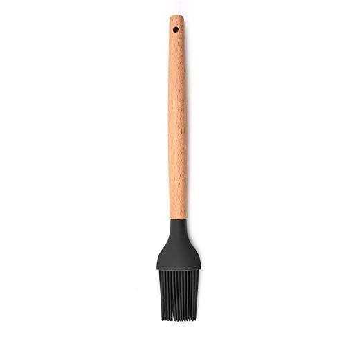 Imagem de Pincel de Cozinha em Silicone Cabo Madeira Grande 32cm Preto