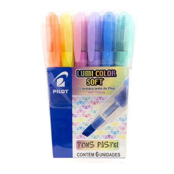 Imagem de Pincel marca texto Lumi Color Soft Tons Pastel 6 cores Pilot