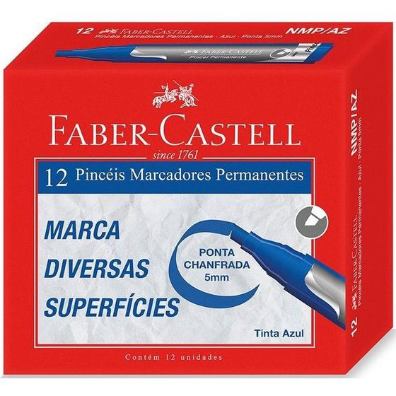 Imagem de Pincel marcador faber-castell permanente kit 3 caixas azul preto e vermelho