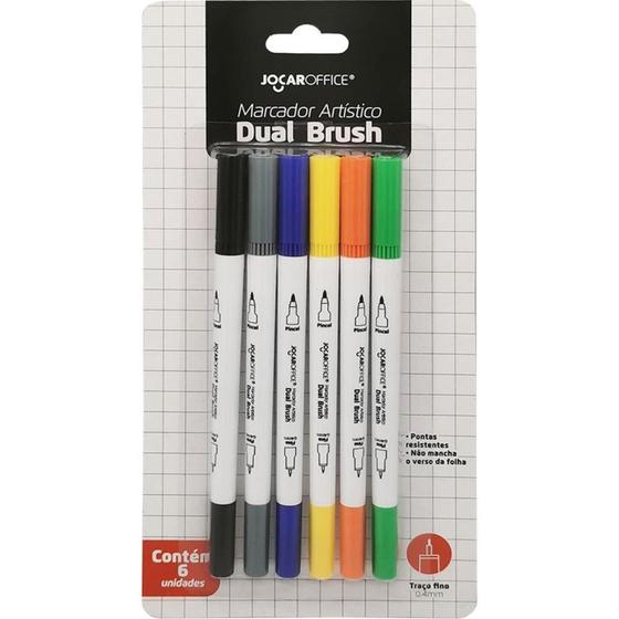 Imagem de Pincel Marcador Jocar Office Dual BRUSH 6CORES - Leonora