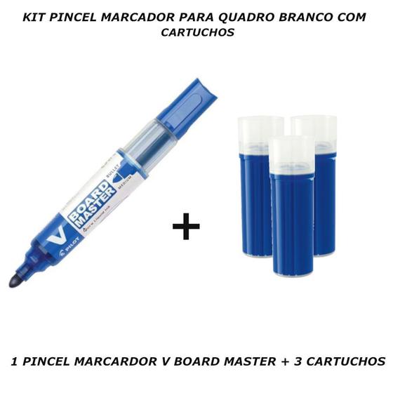 Imagem de Pincel marcador quadro branco com 3 cartuchos azul pilot