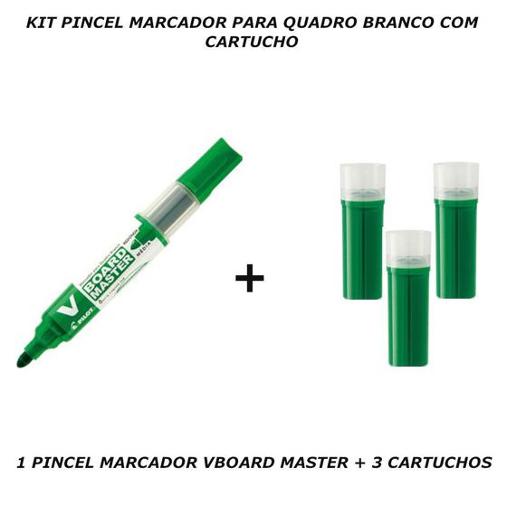 Imagem de Pincel marcador quadro branco com 3 cartuchos verde pilot