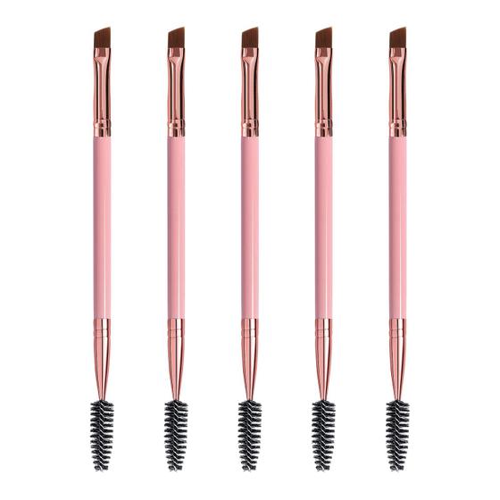 Imagem de Pincel para Sobrancelha e Cílios - Duo com Spoolie e Pincel Angulado (5 Peças, Rosa)