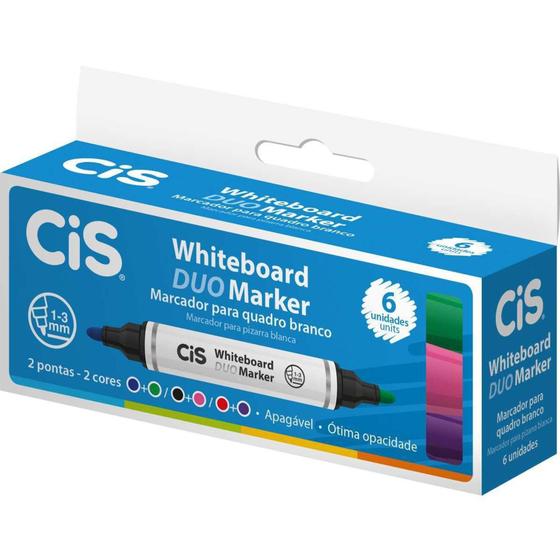 Imagem de Pincel quadro branco cis duo marker 2pontas/2cores cx com 06 - GNA
