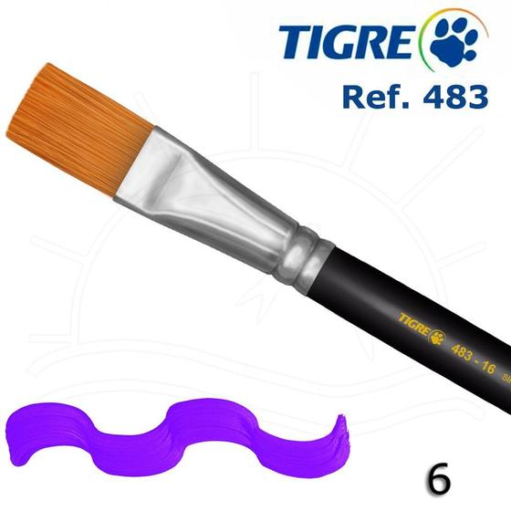 Imagem de Pincel Tigre 483 - Chato Sintético Dourado Acetinado