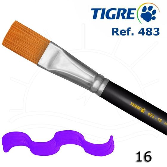 Imagem de Pincel Tigre 483 - Chato Sintético Dourado Acetinado