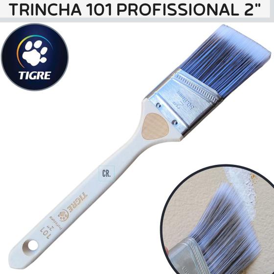 Imagem de Pincel Trincha Angular Profissional Tigre 2" Para Recorte de Alta Precisão 50mm/5cm Para Pintura Premium.