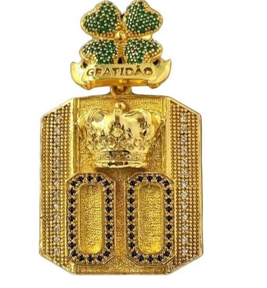 Imagem de Pingente 00 Trevo Gratidão Personalizado (G) Banhado A Ouro