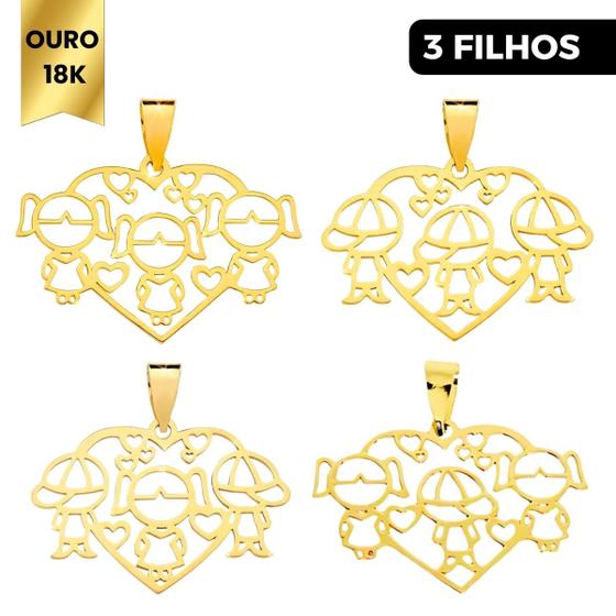 Imagem de Pingente 3 Filhos Menino Menina Criança Colar De Filhos Com 3 Pingente