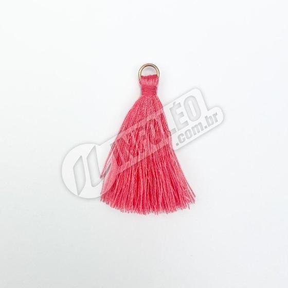 Imagem de Pingente 4cm Goiaba C/ Argola Dourada Franja de Seda (Tassel) - 10 unidades