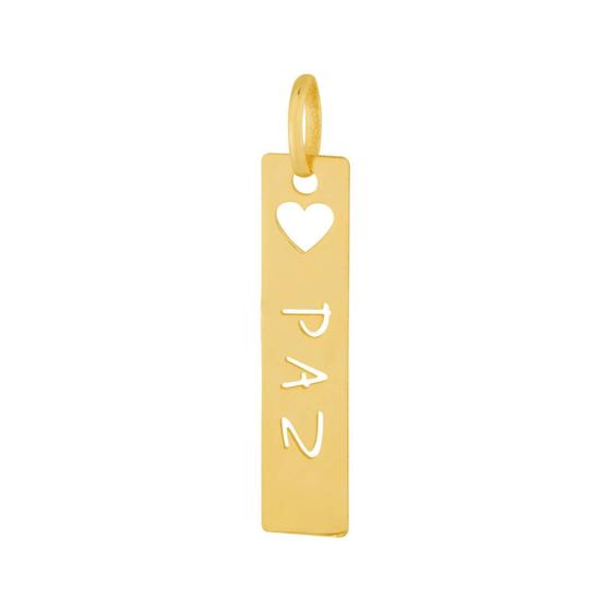 Imagem de Pingente Aço Placa Feelings Paz 28x6mm Gold IPG