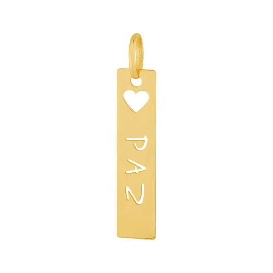 Imagem de Pingente Aço Placa Feelings Paz 28x6mm Gold IPG