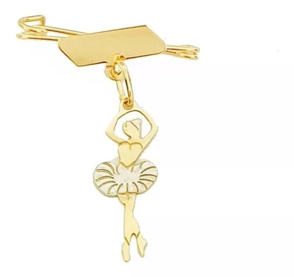 Imagem de Pingente alfinete placae pingente bailarina em ouro 18k