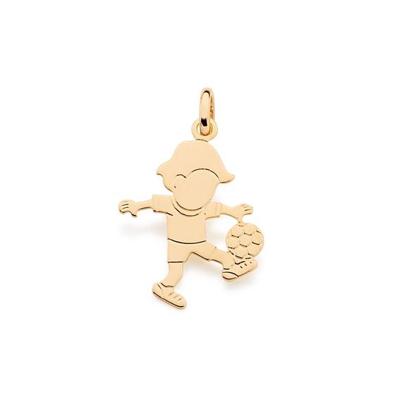 Imagem de Pingente banhado ouro 3x 24k 18k e 22k  feminino filho infantil menino com bola embaixadinhas rommanel 541799