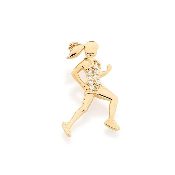 Imagem de Pingente banhado ouro 3x 24k 18k e 22k feminino menina mulher atleta corrida zircônias rommanel 541724