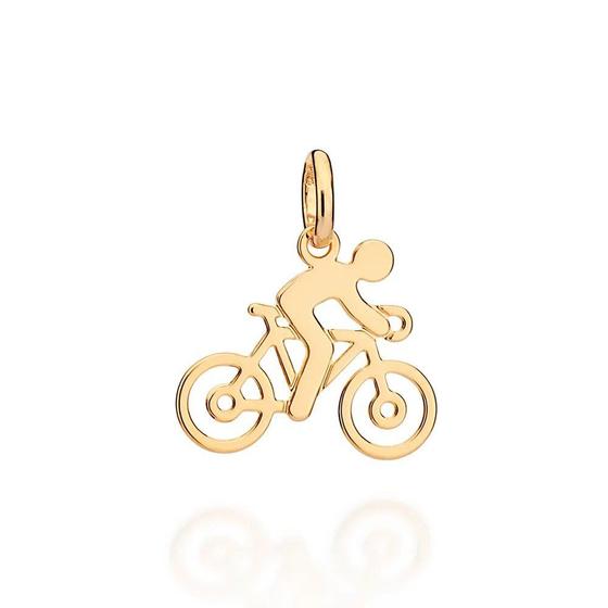 Imagem de Pingente banhado ouro 3x 24k 18k e 22k  unissex rommanel ciclista vazado 542786