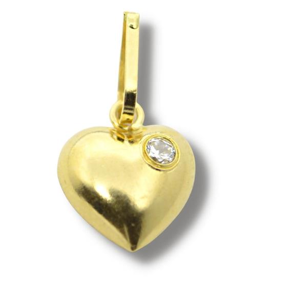 Imagem de Pingente Berloque Charm Estampado Coração Zircônia Ouro 18k P624