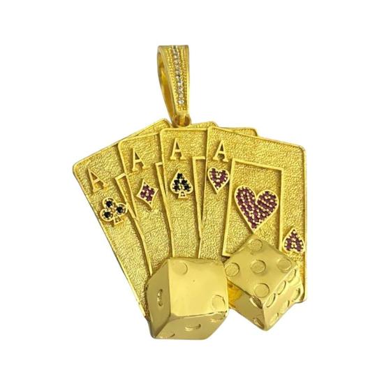 Imagem de Pingente Cartas Baralho Dados (G) - Banhado A Ouro 18K