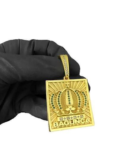 Imagem de Pingente Coroa Banhado Ouro 18k - Zircônias - Tamanhos P, M, G, GG