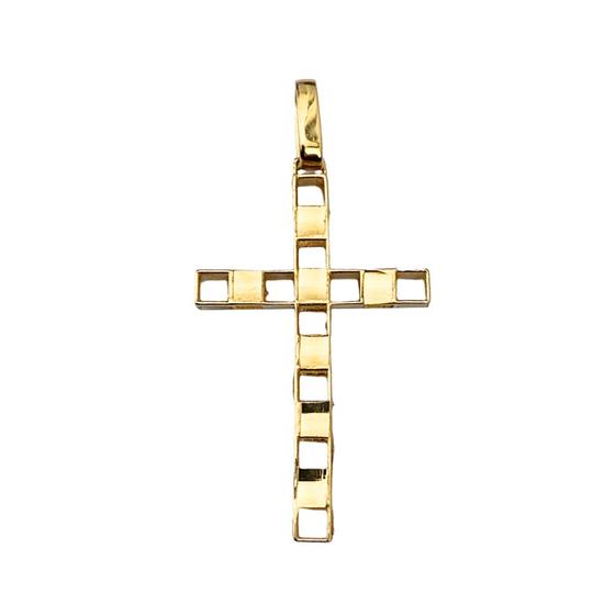 Imagem de Pingente Crucifixo Quadrado 3,5 cm Vazada Em Ouro 18K